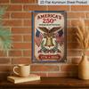 2D Flat Decorative 8×12 Inch Aluminum Plaque Metal Sign | America's 250th Semiquincentennial (1776-2026): Liberty Bell, Bald Eagle & Dual US Flags