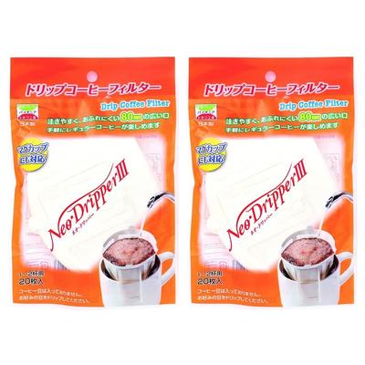 Фильтр для кофе Tokiwa Kougyou Neo Dripper III, прибл.. 11,8 см x 9 см, 20 шт. x 2 шт., белые одноразовые, оригинальные капельницы, сделано в Японии