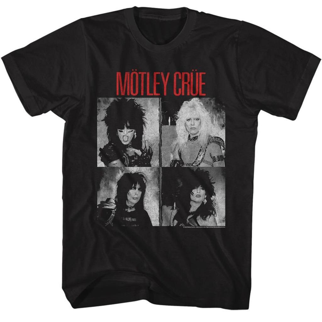 Черная футболка с обложкой Shout группы Motley Crue (Черно-белая)