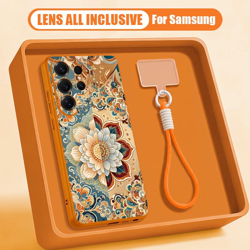 Винтажный Цветочный Чехол-Мандала Для Samsung S26 Ultra S25 FE S24 S24 Plus A57 A37 A17 A56 A36 A16 A55 A35 A15 A54 5G Гибридный Магнитный Матовый Чехол