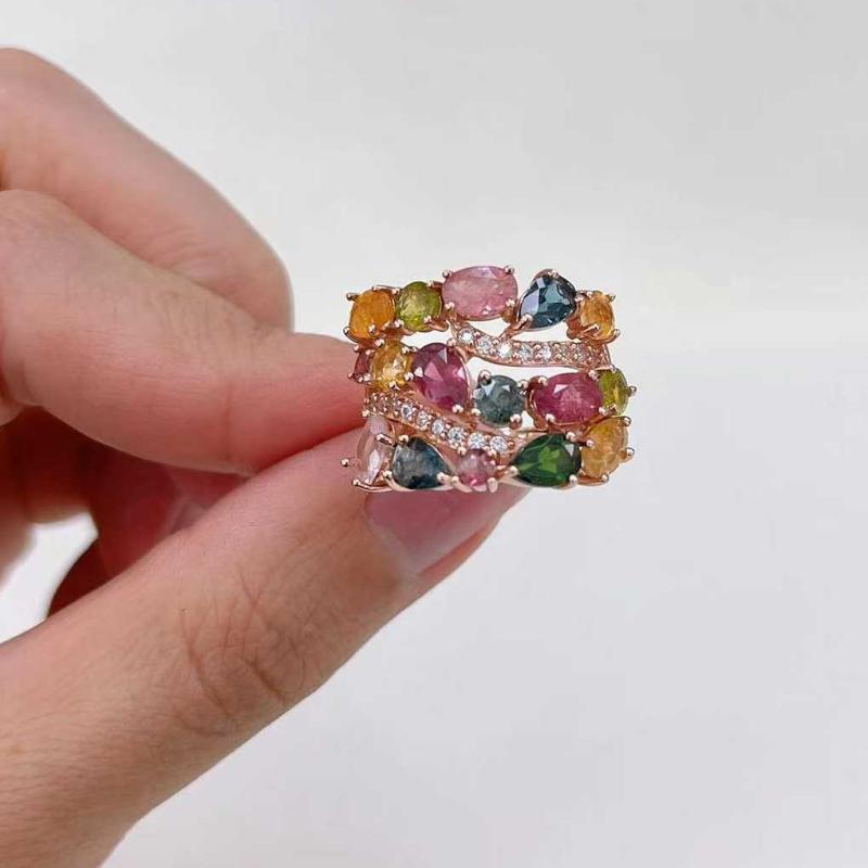 Sace Gems Кольца из стерлингового серебра 925 пробы 4*6 мм с натуральным турмалином и драгоценными камнями для женщин, обручальные, коктейльные, вечерние, изящные ювелирные изделия, подарок
