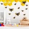 24 шт. 3D Декоративные наклейки с пчелами, с двойными блестками, для декора стен, реалистичные блестящие наклейки, для семейной вечеринки, класса, уличного тематического украшения
