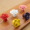 Ceramic Rose Flower Fashion Knobs Drawer Cupboard Door Porcelain Pull