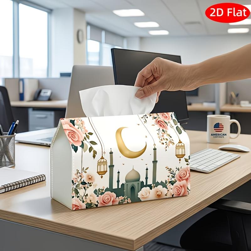 2D Flat, 1pc Tissue Box, Printed on Both Sides, Modern Artistic Tissue Box Lanterns Print Durable Polyester Fabric for Home, Office, Car, Party Ramada