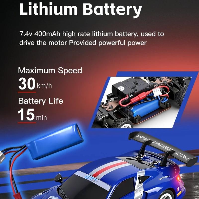 Rechargeable 1:28 2.4G RC Car with Cool LED Lights 4-wheel Drive Gyro 30KM/H High Speed Radio Control Model Drift Racing Vehicle Toy Gift for Children
