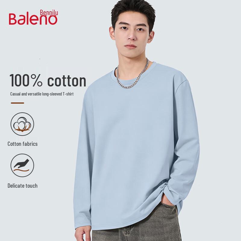 Baleno Men's Loose Fit Pure Cotton Long Sleeve T-shirt