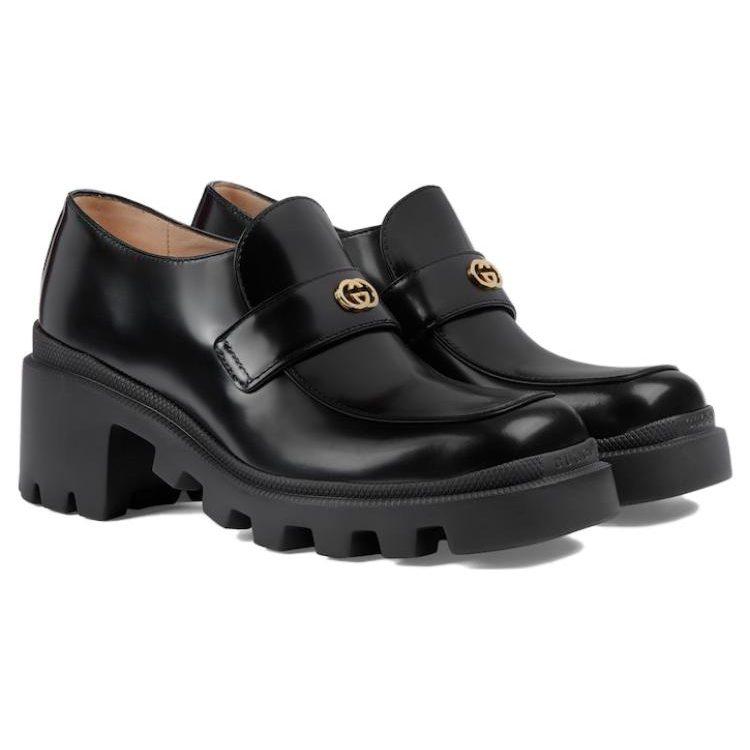 Gucci Лоферы с пряжкой 7,5 см Женские Черные 750598 AACAT 1000