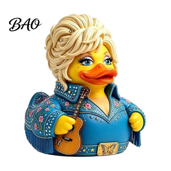 Detailed Guitar Playing Duck Ornaments Charming Novelty Ornament, Musical Theme with Colorful Rhinestone Decorations Decor, Decorative Collectible