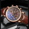 Chenxi Men's Watch Leather Chronograph Date Quartz Watches Phase Moon Timing Business Luminous Wrist Watch