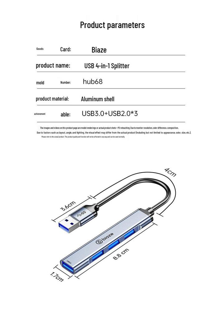 BIAZI USB 3.0 High-Speed 4-Port Docking Station Hub