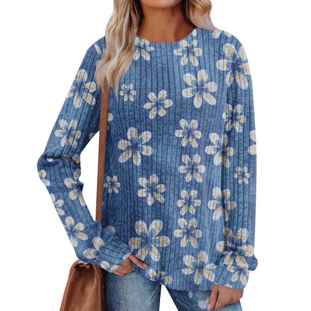 Женский принт Легкий Топ с круглым вырезом из матового хлопка