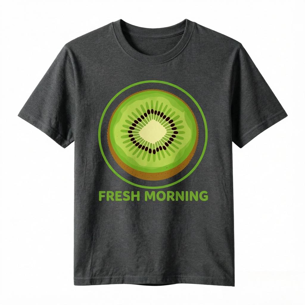Vintage Kiwi Slice Print TShirt For Unisex 100 Cotton Casual Tee Fresh Morning Summer Streetwear