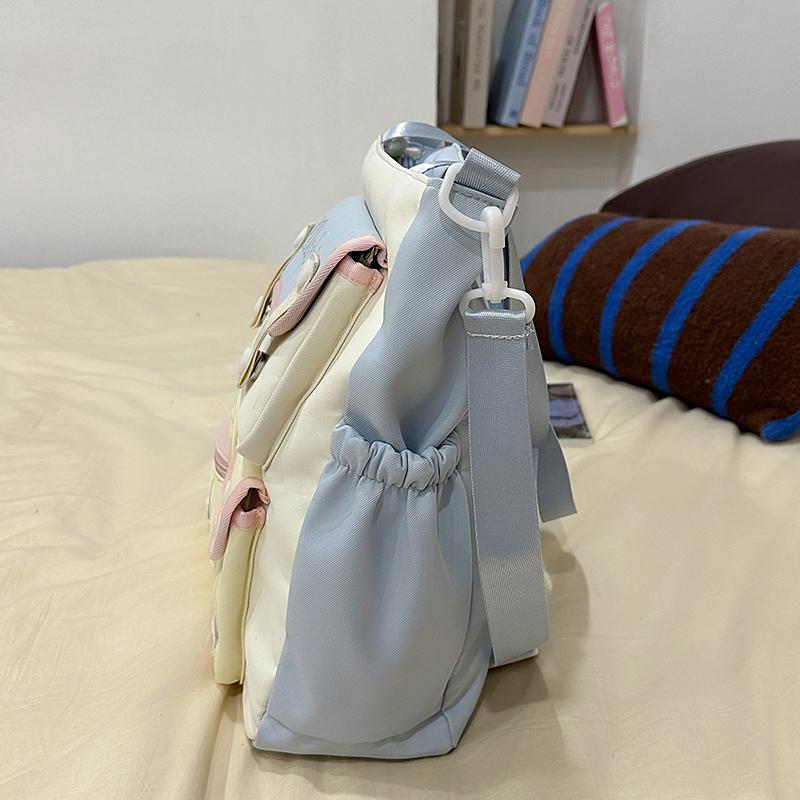 Сумка кроссбоди с цветными блоками, женская сумка на плечо в студенческом стиле, сумка-тоут большой вместимости для учеников средней школы