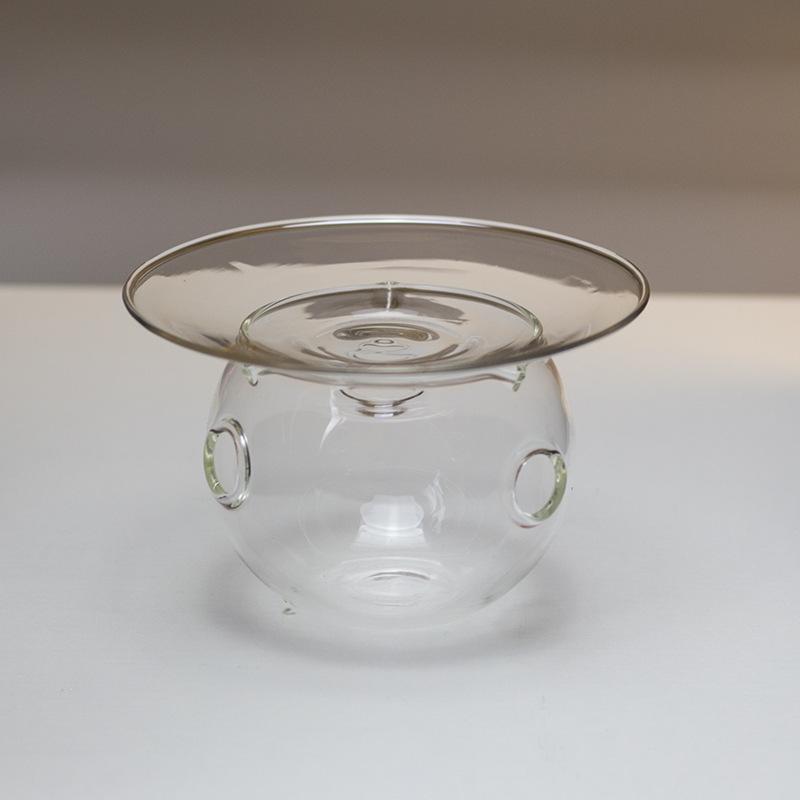 Dry Ice Glass Tray With 3 Holes Creative Kitchen Tableware Cooking Hollowware Artistic Conception Dishes Plates Fruit Salad Bowl