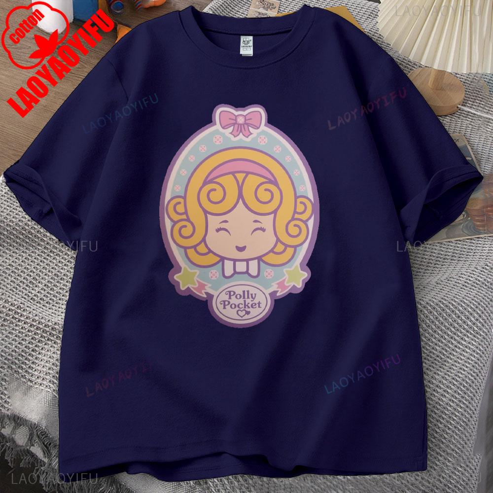 ZX Футболка Polly Pocket с принтом Топы Polly Pocket Буквенная одежда Дышащие Camisetas Ностальгия Ретро Высококачественные хлопковые топы