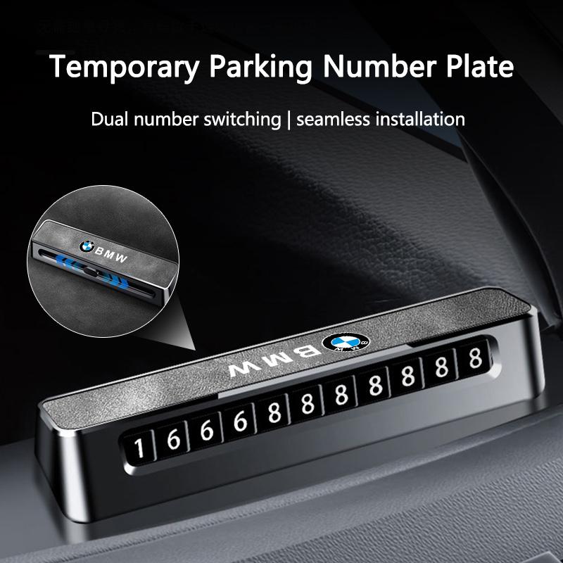 New Leather Alloy Car Temporary Parking Numbers Plate Slide Adjustable For BMW F20 G20 G30 X1 X3 X4 X5 G05 X6 X7 G11 F15 F16 G01