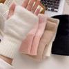 Warm Insulation Fingerless Gloves Solid Color Plush Gloves Winter Women's Wear Accessory