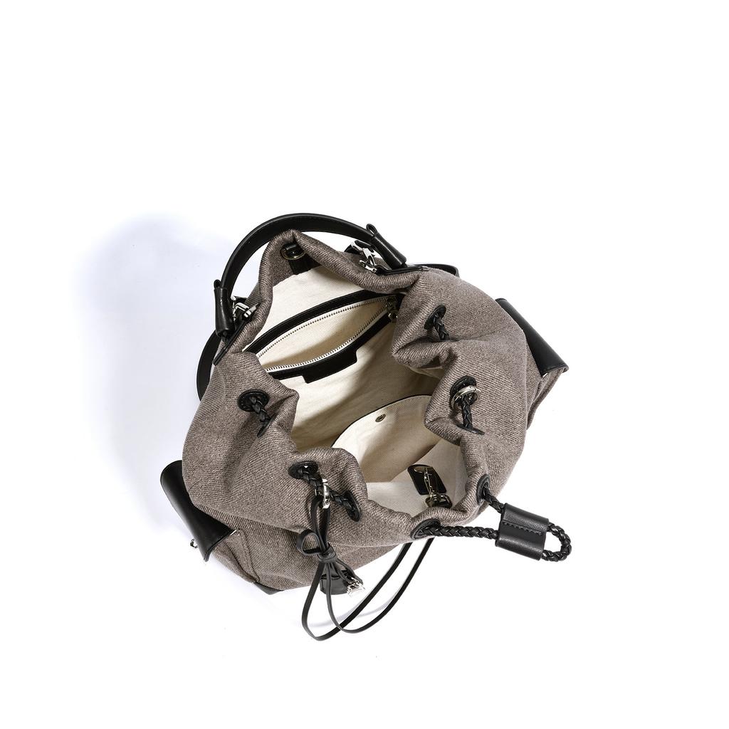 New handbag design, genuine leather, large capacity, vintage versatile double-shoulder single-shoulder bag, drawstring backpack