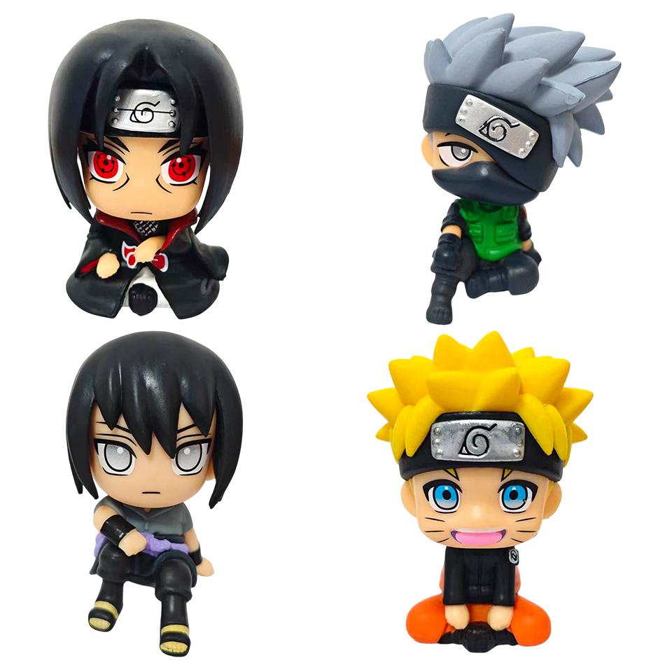 9cm Naruto Anime Figure Naruto/Kakashi /Sasuke/ItachiAction Figure Kawaii Q Version Figurine Car Decoration Model Xmas Toy Gift