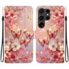 Чехол-книжка из искусственной кожи ручной работы для Samsung Galaxy S22 Ultra (SM-S908B) Противоскользящий ударопрочный чехол с ремешком на запястье и дизайнами в виде сердец/роз и кошек