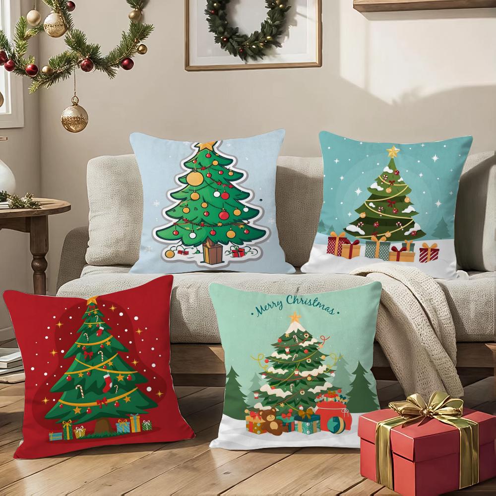 C-Christmas treeS Pillow Case Square Pillow Bedroom Sofa Leisure Comfort Cushion Living Room Home Decoration