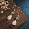 Guochao Cloisonné Enamel & Hetian Jade Gold-Plated Retro Earrings