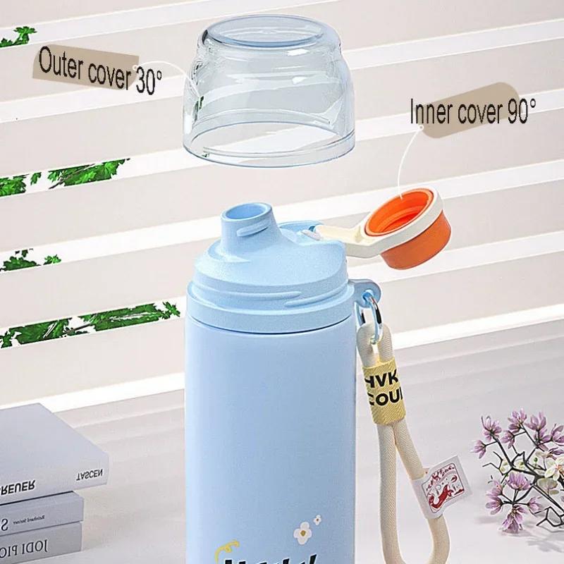 HVK Cute High-Value Thermos for Children And Students Small Cover Bowl Direct Drinking Insulated Water Bottle for Primary School
