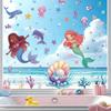Summer Cartoon Mermaid Wall Sticker Marine Animals Children's Room Self-adhesive Pvc Sticker Bathroom Living Room Wall Decoration