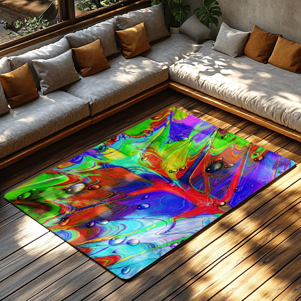 Tuniu Vibrant Abstract Psychedelic Rainbow Swirls Floor Carpet Mat Rug Home Decor
