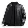 Весенне-осенняя кожаная куртка мотоциклетного стиля с вышивкой и бейсбольным воротником, свободная повседневная куртка большого размера
