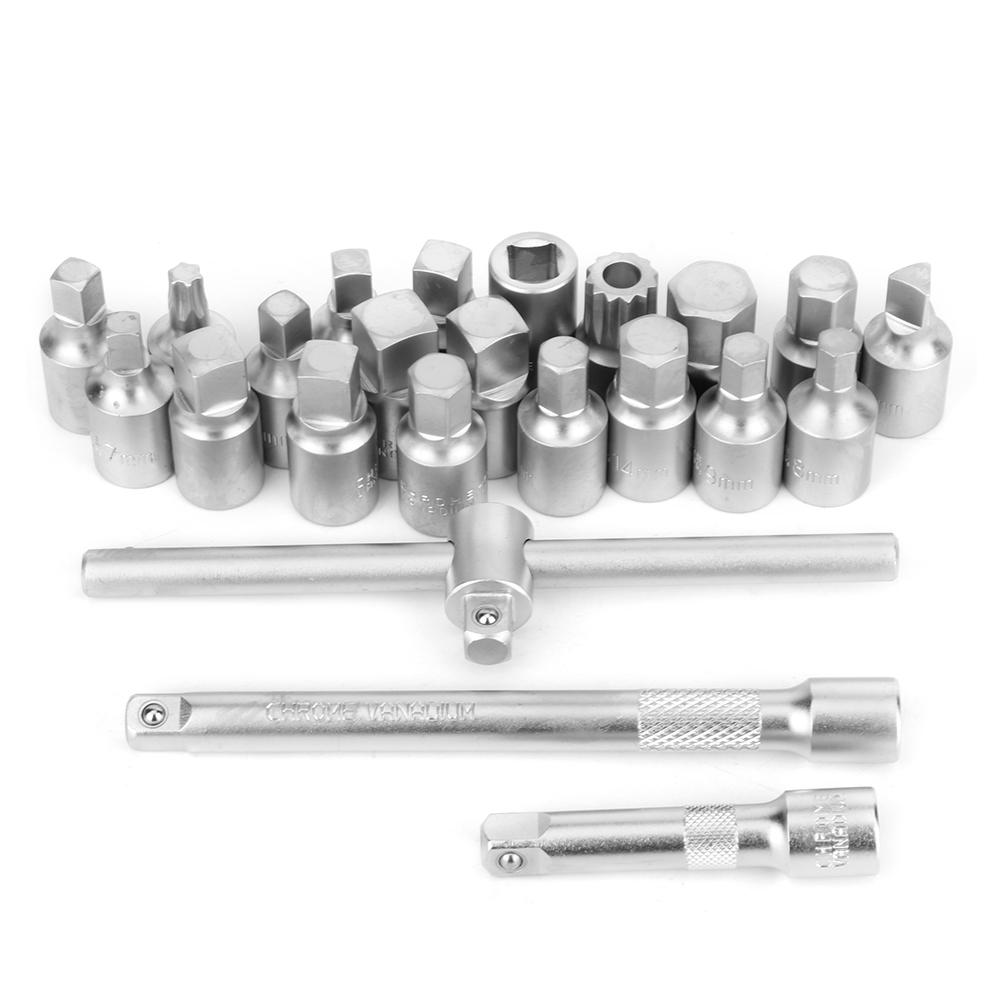 Набор из 23 предметов 3 8 дюймов Сливной поддон Масляный поддон Болт Гильза Гаечный ключ Набор для снятия Инструмент для ремонта автомобиля