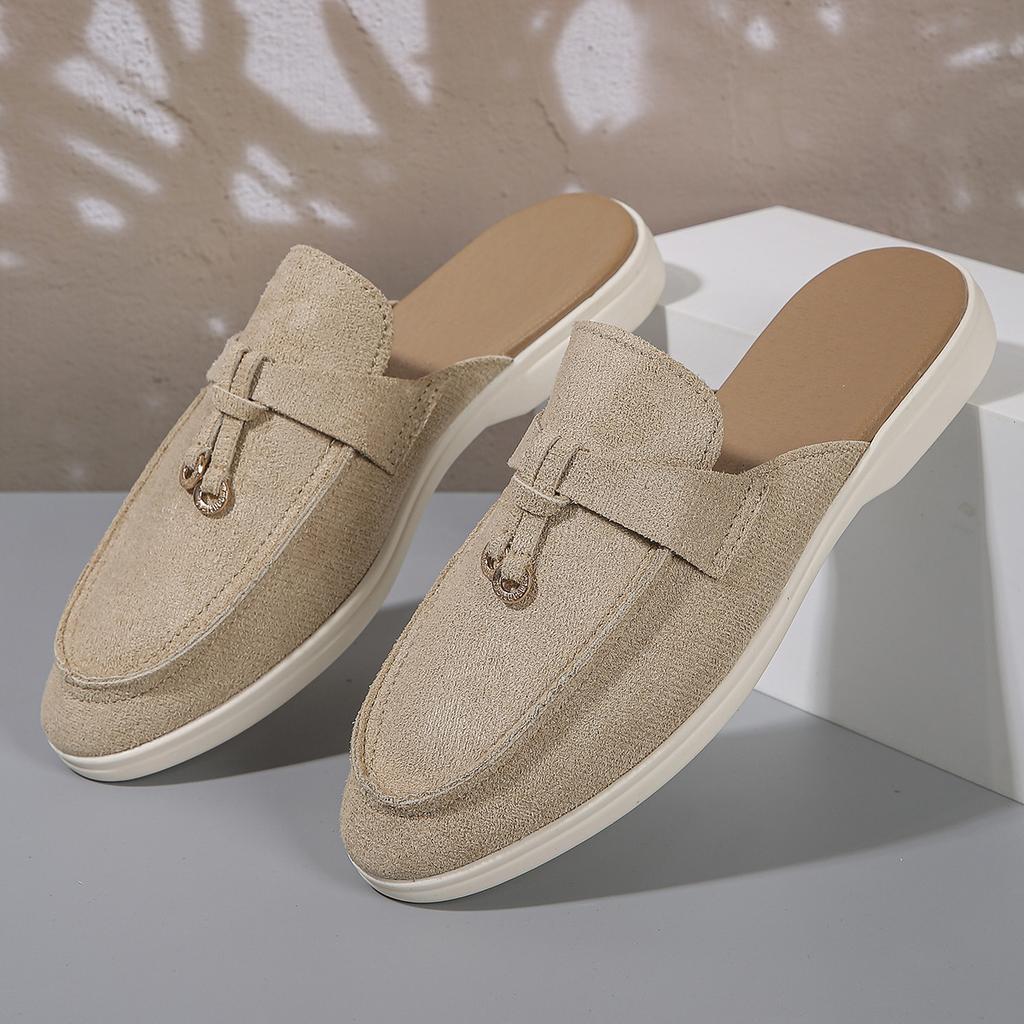 Весна Новые Женские Туфли-Мюли С Закрытым Носком и Ремешком Слингбэк Повседневные Слипоны Уличная Ленивая Обувь