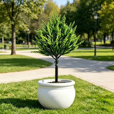 Fake Plants Outdoor Shrubs Artificial Leaves Bushes Plastic Greenery with Ground Stake
