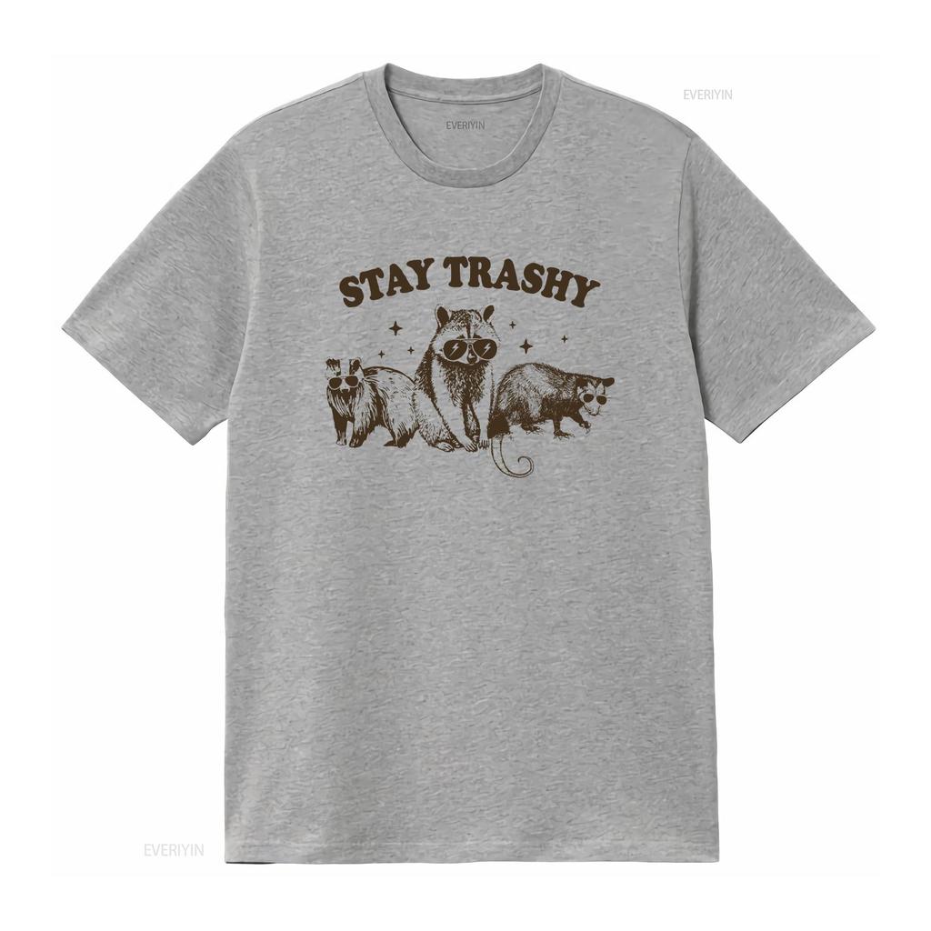 Stay Trashy T Shirt Funny Raccoons Opossums Squad Team Trash vintage Stylish homme Casual Breathable Unisex Stretched
