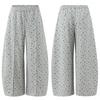 Unisex Cotton Wide Leg Cropped Pants With Floral Print Loose Fit Casual Trousers