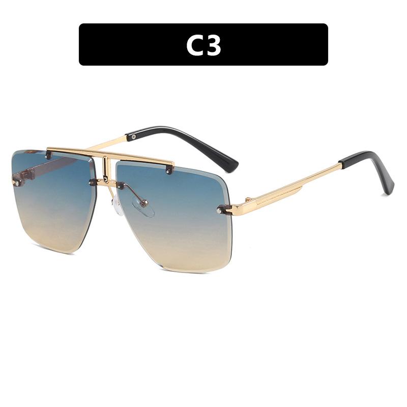 Новые мужские безободковые солнцезащитные очки неправильной формы, ретро, мужские, для вождения на открытом воздухе, солнцезащитные очки, модные женские очки, защита от УФ-излучения 400