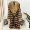 OFTBUY Winter Luxury Long Natural Rabbit Fur Coat with Raccoon Fur Collar Women Fashion Thickened Warm Loose Casual Fur Coat