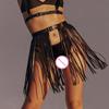 Women Sexy Body Harness Belt Tassels Short Leather Skirt Waistband Leather Lingerie  Bondage Punk Gothic Fetish Clothing