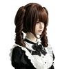 Brown Lolita Cosplay Wig With Bangs Twin Tails Double Ponytails Roman Curly Wig Protein Fiber Synthetic Hair Women Party Daily