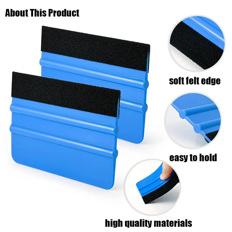 5/10Pcs Felt Edge Squeegee Car Film Wrap Scraper 4 Inch Vinyl Wrap Application Bubble Removal Tools Window Tint Wrapping Tool