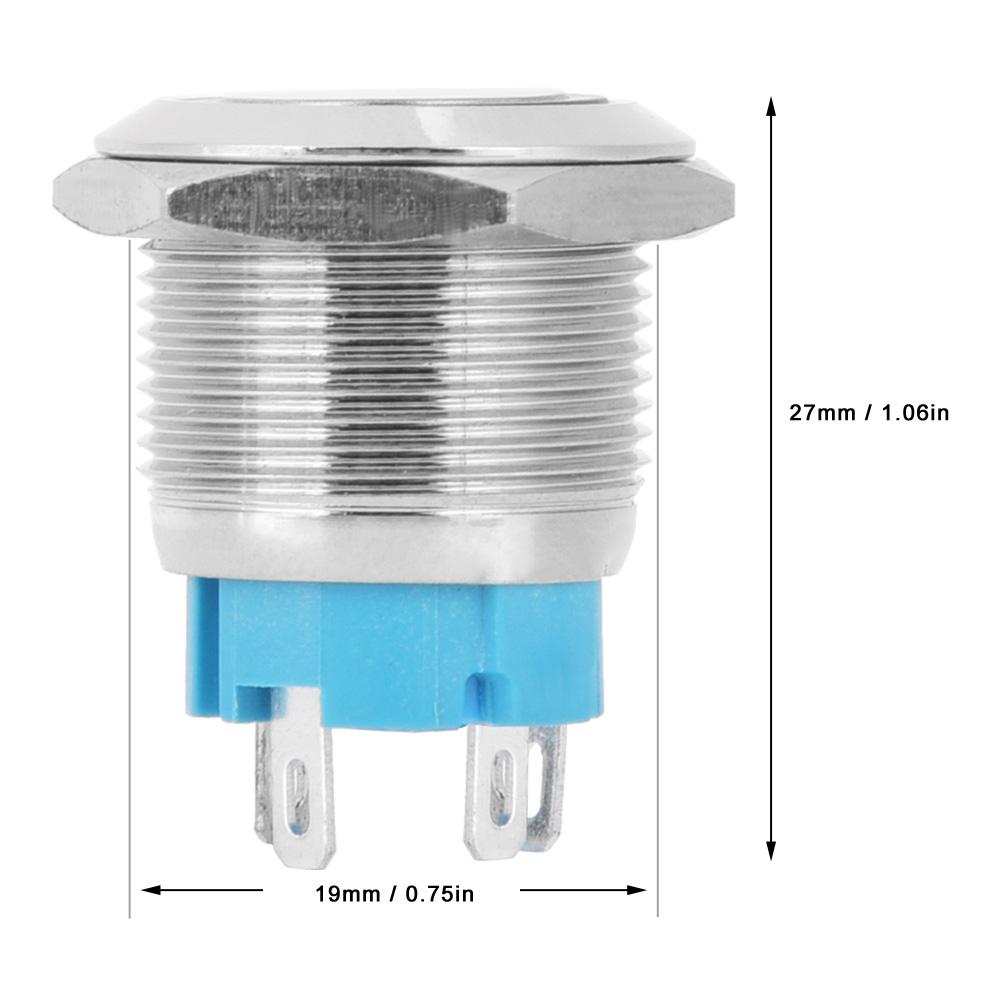 2PCS Yellow Flat Self Reset 4 Pin Button Switch with Light DC 12V ~ 24V for IP65 Protection