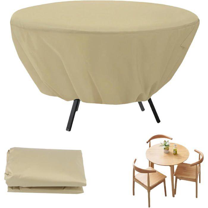 Housse ronde pour table de jardin 127 × 58 cm imperméable anti-poussière beige