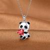 Heart Round Pendant Necklace Fashion Panda Necklace Collar Jewelry Gift Chokers Shape Zircon Bear Necklace Women Charm Chain