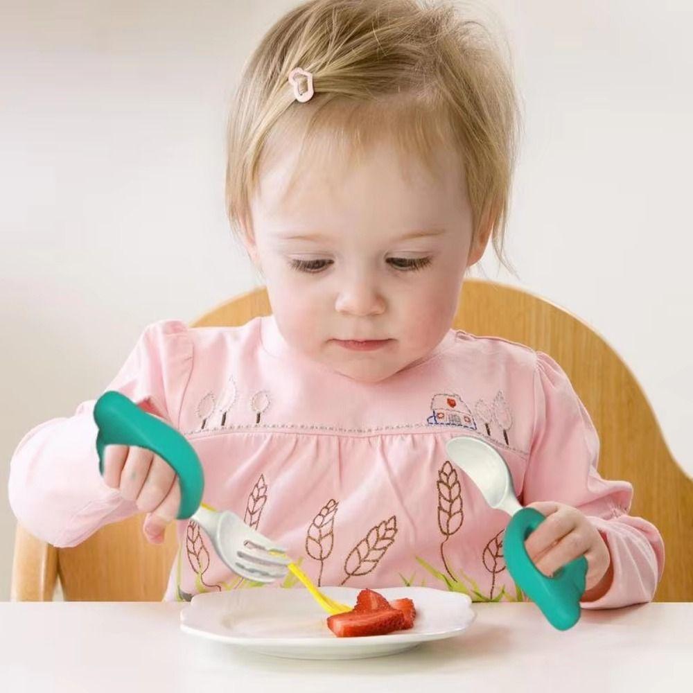 Набор детских вилок и ложек, безопасный для мытья в посудомоечной машине, Набор детских столовых приборов для самостоятельного кормления, Дети