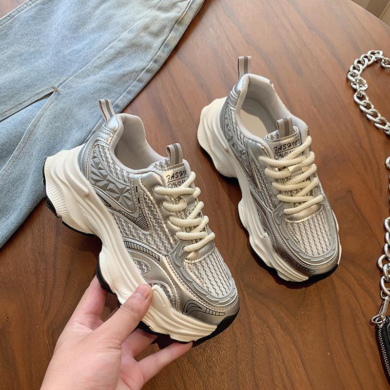 Platform Dad Shoes Children's New Summer Thin Mesh Breathable Mesh Shoes Heightening Casual Sports Shoes