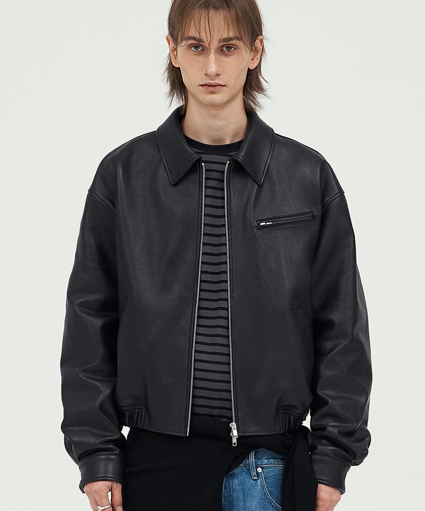 Doffjason Goat Leather Surface Blouson Black
