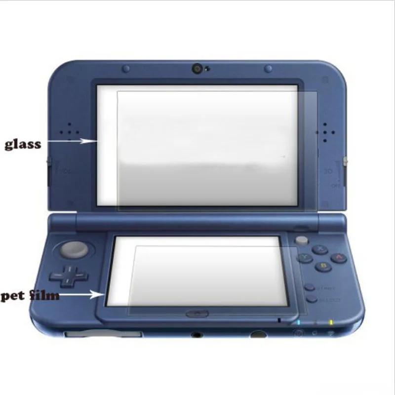Top Tempered Glass LCD Screen Protector+Bottom PET Clear Full Cover Protective Film Guard for Nintend New 3DS XL/LL 3DSXL/3DSLL