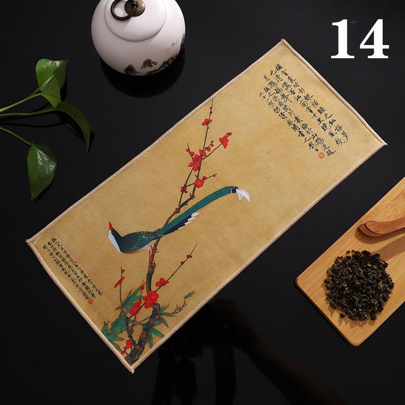 Chinese Super Absorbent High-end Tea Set Accessories Painted Thick Tea Towel