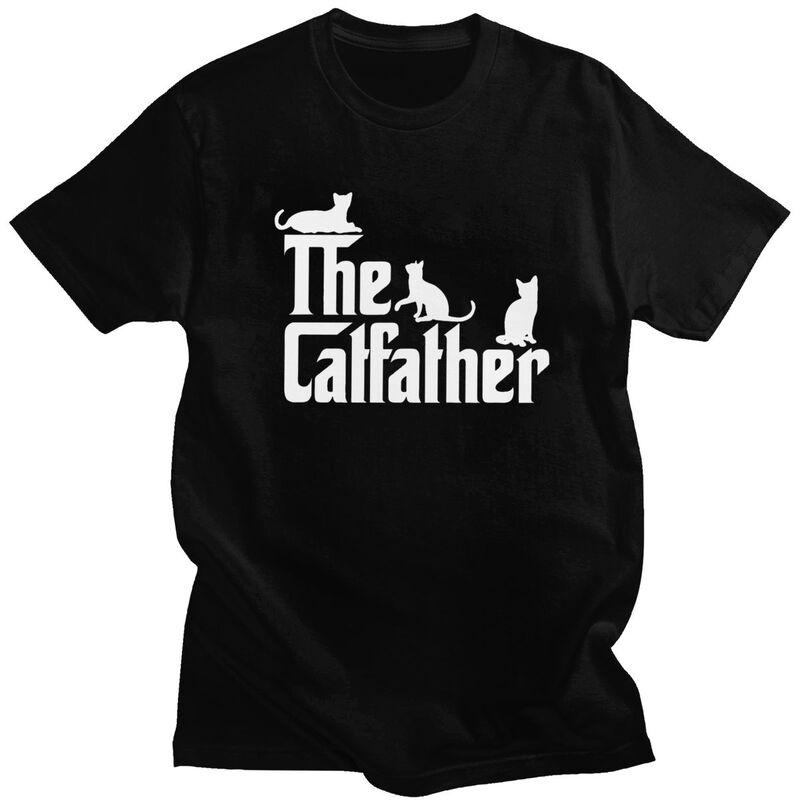 Мужская футболка с коротким рукавом из чистого хлопка с надписью The CatFather Funny Cat Dad, повседневная, уличный стиль