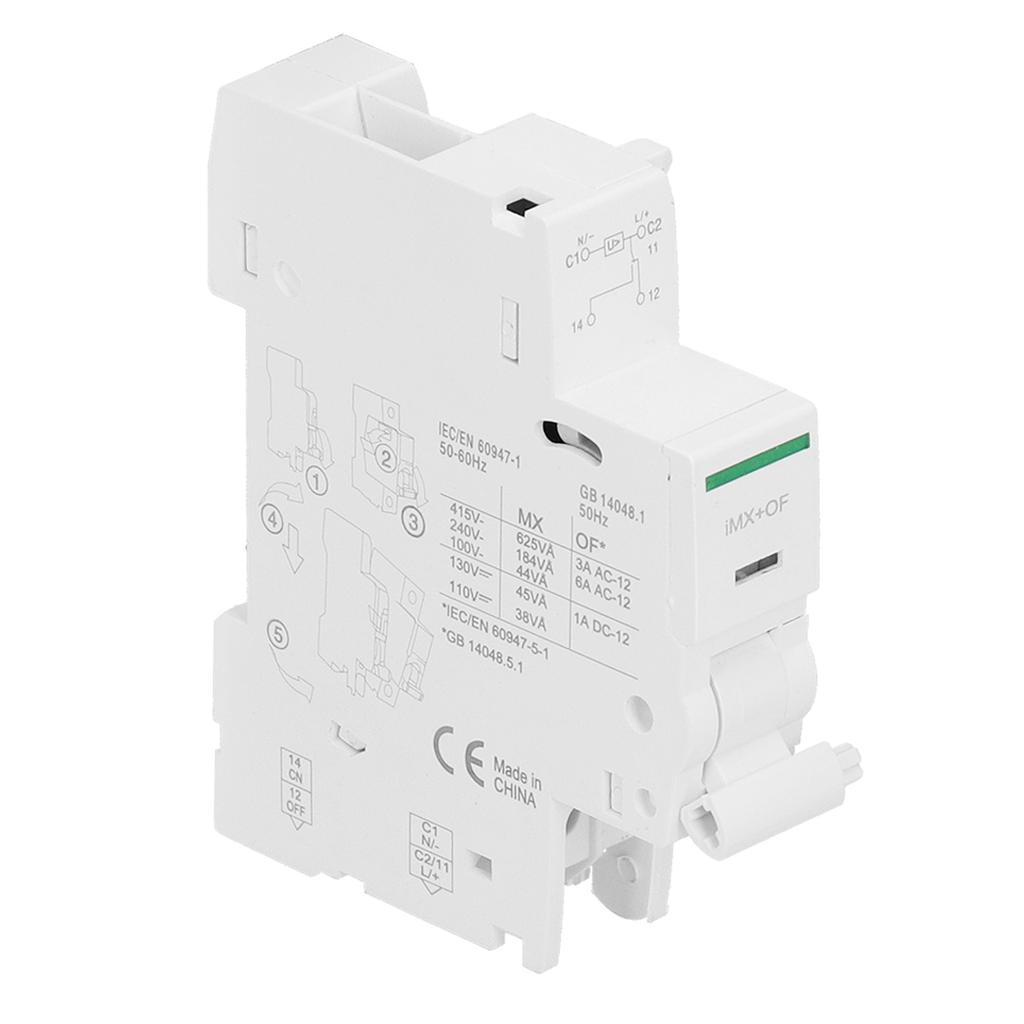 Вспомогательное устройство расцепителя шунтовой катушки Нейлон DIN-рейка Автоматический выключатель MX+OF DC110130V AC100415V